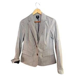 Gap Women's 6 Blue White Seersucker Striped Academy Blazer Jacket Pockets Casual